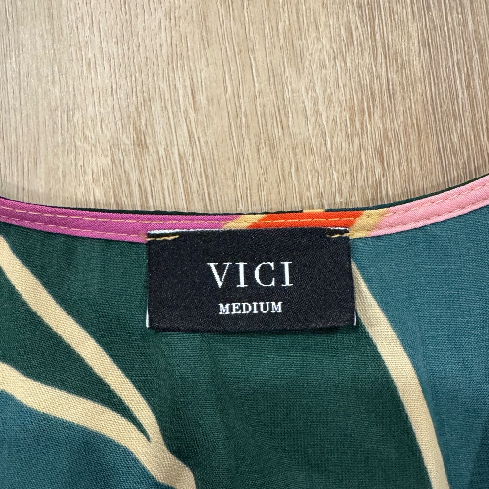 Vici Pink and Green Abstract Kimono Maxi Dress - Picture 3 of 3
